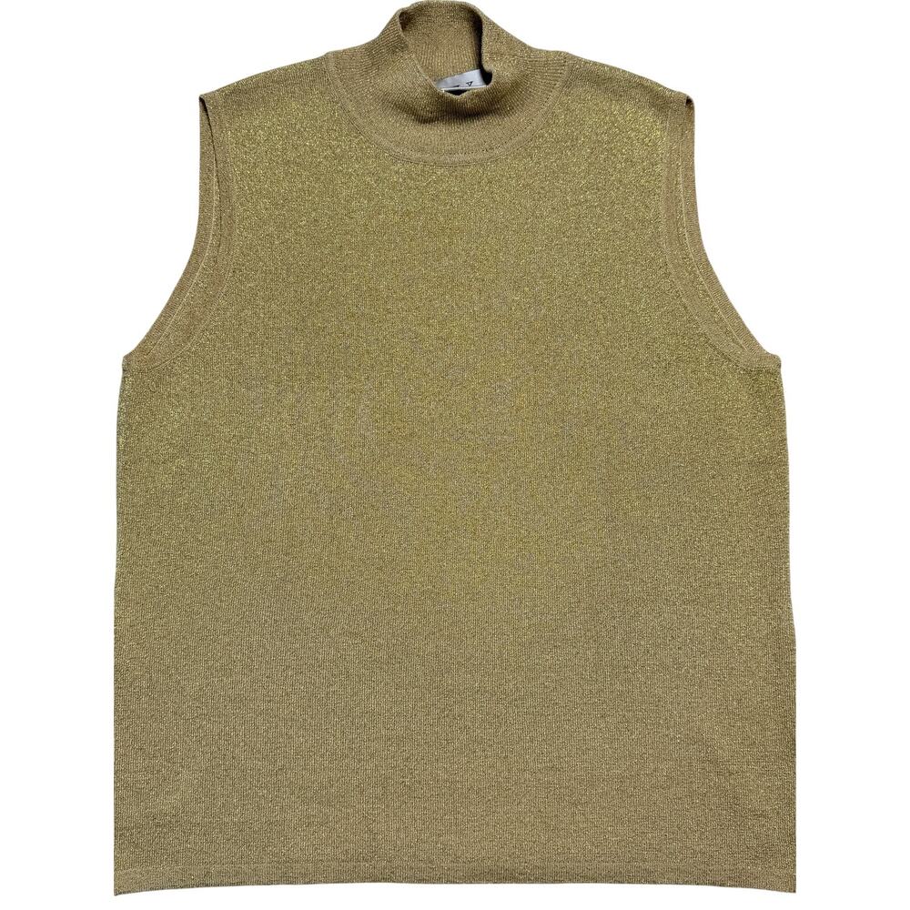 Vtg Versailles Gold Silk Blend Metallic Knit Mock Neck Top Mob Wife Sz XL
